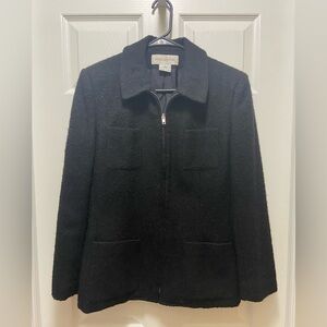 VTG New Jones New York Blazer Jacket Sz 12 Womens Black Wool Blend